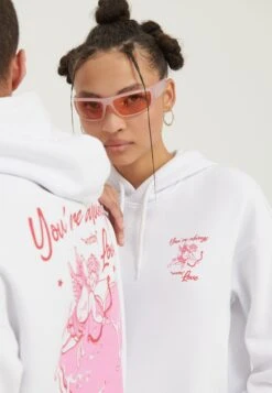 YOURTURN Heart Back Print Relaxed Hoodie Unisex - Hoodie - White -Aanbiedingen Yourturn Winkel 2f28041d88624843b87a97958255bb0a