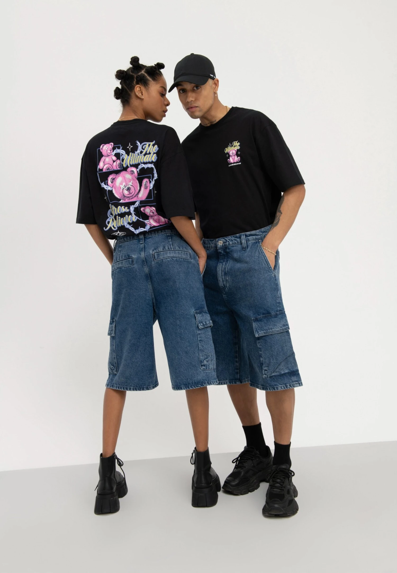 YOURTURN Unisex - Jeansshort - Blue Denim 3 YOURTURN Unisex - Jeansshort - Blue Denim - Afbeelding 3